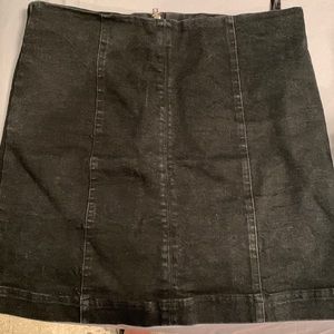 Mini black denim skirt with zipper